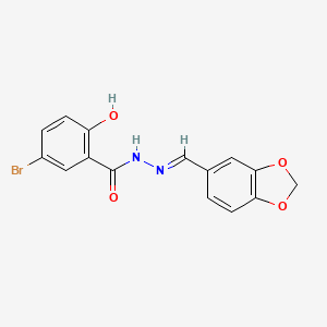 molecular formula C15H11BrN2O4 B11690358 N'-[(E)-1,3-benzodioxol-5-ylmethylidene]-5-bromo-2-hydroxybenzohydrazide 