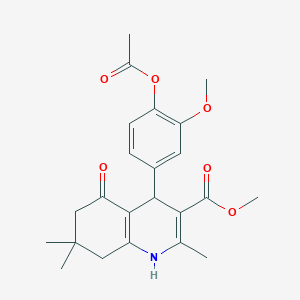 molecular formula C23H27NO6 B11690566 Methyl 4-[4-(acetyloxy)-3-methoxyphenyl]-2,7,7-trimethyl-5-oxo-1,4,5,6,7,8-hexahydroquinoline-3-carboxylate 