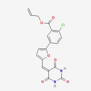 molecular formula C19H13ClN2O6 B11690831 prop-2-en-1-yl 2-chloro-5-{5-[(2,4,6-trioxotetrahydropyrimidin-5(2H)-ylidene)methyl]furan-2-yl}benzoate 