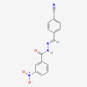 molecular formula C15H10N4O3 B11690867 N'-[(E)-(4-cyanophenyl)methylidene]-3-nitrobenzohydrazide 