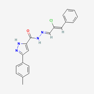 molecular formula C20H17ClN4O B11690941 N'-[(E,2Z)-2-chloro-3-phenyl-2-propenylidene]-3-(4-methylphenyl)-1H-pyrazole-5-carbohydrazide 