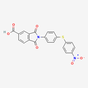 molecular formula C21H12N2O6S B11690990 2-{4-[(4-nitrophenyl)sulfanyl]phenyl}-1,3-dioxo-2,3-dihydro-1H-isoindole-5-carboxylic acid 