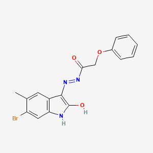 molecular formula C17H14BrN3O3 B11691190 N'-(6-bromo-5-methyl-2-oxo-1,2-dihydro-3H-indol-3-ylidene)-2-phenoxyacetohydrazide 