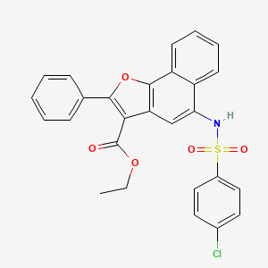 molecular formula C27H20ClNO5S B11691243 Ethyl 5-{[(4-chlorophenyl)sulfonyl]amino}-2-phenylnaphtho[1,2-b]furan-3-carboxylate 
