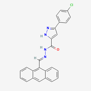 molecular formula C25H17ClN4O B11691358 N'-[(E)-9-anthrylmethylidene]-3-(4-chlorophenyl)-1H-pyrazole-5-carbohydrazide 