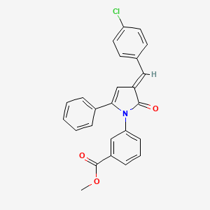 molecular formula C25H18ClNO3 B11691436 methyl 3-[(3E)-3-(4-chlorobenzylidene)-2-oxo-5-phenyl-2,3-dihydro-1H-pyrrol-1-yl]benzoate 