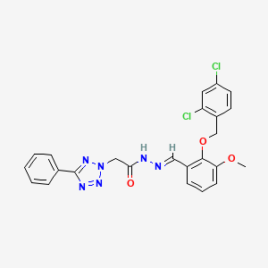 molecular formula C24H20Cl2N6O3 B11691549 N'-[(E)-{2-[(2,4-dichlorobenzyl)oxy]-3-methoxyphenyl}methylidene]-2-(5-phenyl-2H-tetrazol-2-yl)acetohydrazide 