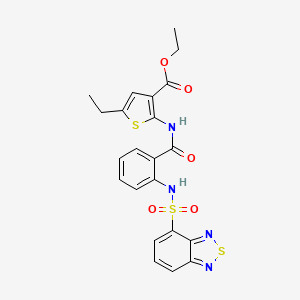 molecular formula C22H20N4O5S3 B11691593 Ethyl 2-[({2-[(2,1,3-benzothiadiazol-4-ylsulfonyl)amino]phenyl}carbonyl)amino]-5-ethylthiophene-3-carboxylate CAS No. 312500-58-6