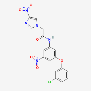 molecular formula C17H12ClN5O6 B11691655 N-[3-(3-chlorophenoxy)-5-nitrophenyl]-2-(4-nitro-1H-imidazol-1-yl)acetamide 
