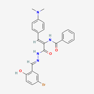 molecular formula C25H23BrN4O3 B11691677 N-{(1Z)-3-[(2E)-2-(5-bromo-2-hydroxybenzylidene)hydrazinyl]-1-[4-(dimethylamino)phenyl]-3-oxoprop-1-en-2-yl}benzamide 