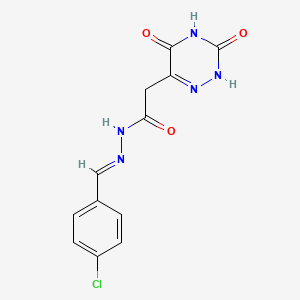 molecular formula C12H10ClN5O3 B11691742 N'-[(E)-(4-chlorophenyl)methylidene]-2-(3,5-dioxo-2,3,4,5-tetrahydro-1,2,4-triazin-6-yl)acetohydrazide 