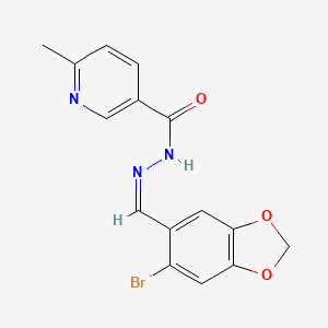 molecular formula C15H12BrN3O3 B11691754 N'-[(Z)-(6-bromo-1,3-benzodioxol-5-yl)methylidene]-6-methylpyridine-3-carbohydrazide 