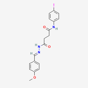 molecular formula C18H18IN3O3 B11691766 N-(4-iodophenyl)-4-[(2E)-2-(4-methoxybenzylidene)hydrazinyl]-4-oxobutanamide 