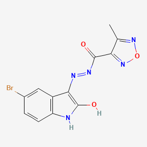 molecular formula C12H8BrN5O3 B11691915 N'-[(3E)-5-bromo-2-oxo-1,2-dihydro-3H-indol-3-ylidene]-4-methyl-1,2,5-oxadiazole-3-carbohydrazide 