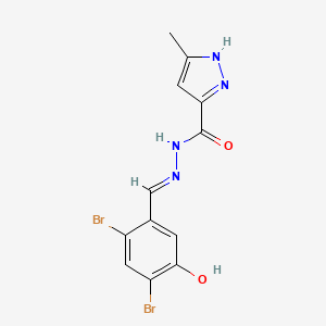 molecular formula C12H10Br2N4O2 B11691942 N'-[(E)-(2,4-dibromo-5-hydroxyphenyl)methylidene]-3-methyl-1H-pyrazole-5-carbohydrazide 
