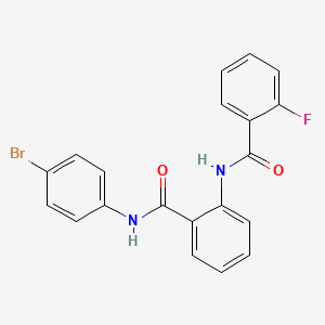 molecular formula C20H14BrFN2O2 B11692053 N-{2-[(4-bromophenyl)carbamoyl]phenyl}-2-fluorobenzamide 