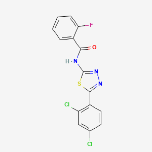 molecular formula C15H8Cl2FN3OS B11692294 N-[5-(2,4-dichlorophenyl)-1,3,4-thiadiazol-2-yl]-2-fluorobenzamide 