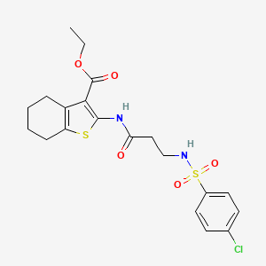 molecular formula C20H23ClN2O5S2 B11692426 ethyl 2-({N-[(4-chlorophenyl)sulfonyl]-beta-alanyl}amino)-4,5,6,7-tetrahydro-1-benzothiophene-3-carboxylate 
