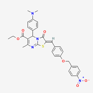 molecular formula C32H30N4O6S B11692470 ethyl (2Z)-5-[4-(dimethylamino)phenyl]-7-methyl-2-{4-[(4-nitrobenzyl)oxy]benzylidene}-3-oxo-2,3-dihydro-5H-[1,3]thiazolo[3,2-a]pyrimidine-6-carboxylate 