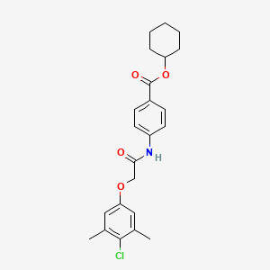 molecular formula C23H26ClNO4 B11692767 Cyclohexyl 4-[2-(4-chloro-3,5-dimethylphenoxy)acetamido]benzoate 