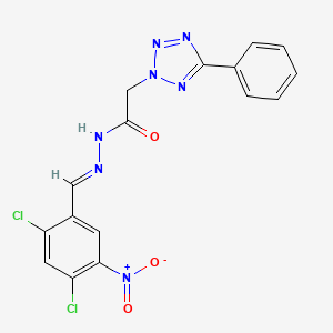 molecular formula C16H11Cl2N7O3 B11692773 N'-[(E)-(2,4-dichloro-5-nitrophenyl)methylidene]-2-(5-phenyl-2H-tetrazol-2-yl)acetohydrazide 
