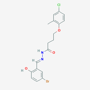 molecular formula C18H18BrClN2O3 B11692814 N'-[(E)-(5-bromo-2-hydroxyphenyl)methylidene]-4-(4-chloro-2-methylphenoxy)butanehydrazide 