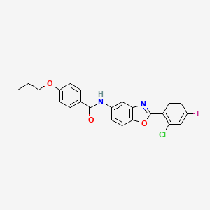 molecular formula C23H18ClFN2O3 B11692964 N-[2-(2-chloro-4-fluorophenyl)-1,3-benzoxazol-5-yl]-4-propoxybenzamide 