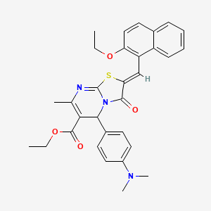 molecular formula C31H31N3O4S B11693010 ethyl (2Z)-5-[4-(dimethylamino)phenyl]-2-[(2-ethoxynaphthalen-1-yl)methylidene]-7-methyl-3-oxo-2,3-dihydro-5H-[1,3]thiazolo[3,2-a]pyrimidine-6-carboxylate 