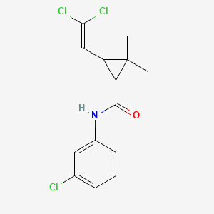 molecular formula C14H14Cl3NO B11693282 N-(3-chlorophenyl)-3-(2,2-dichloroethenyl)-2,2-dimethylcyclopropane-1-carboxamide 