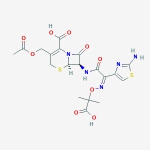 molecular formula C19H21N5O9S2 B116933 (6R,7R)-3-(acetyloxymethyl)-7-[[(2Z)-2-(2-amino-1,3-thiazol-4-yl)-2-(2-carboxypropan-2-yloxyimino)acetyl]amino]-8-oxo-5-thia-1-azabicyclo[4.2.0]oct-2-ene-2-carboxylic acid CAS No. 73443-60-4