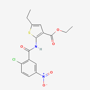 molecular formula C16H15ClN2O5S B11693453 Ethyl 2-{[(2-chloro-5-nitrophenyl)carbonyl]amino}-5-ethylthiophene-3-carboxylate 