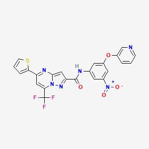 molecular formula C23H13F3N6O4S B11693542 N-[3-nitro-5-(pyridin-3-yloxy)phenyl]-5-(thiophen-2-yl)-7-(trifluoromethyl)pyrazolo[1,5-a]pyrimidine-2-carboxamide 