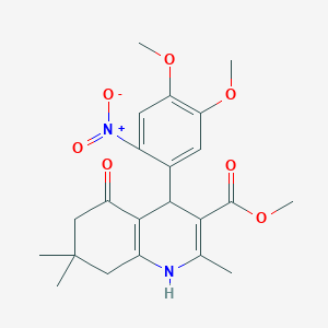 molecular formula C22H26N2O7 B11693625 Methyl 4-(4,5-dimethoxy-2-nitrophenyl)-2,7,7-trimethyl-5-oxo-1,4,5,6,7,8-hexahydroquinoline-3-carboxylate 