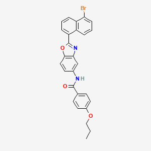 molecular formula C27H21BrN2O3 B11693819 N-[2-(5-bromonaphthalen-1-yl)-1,3-benzoxazol-5-yl]-4-propoxybenzamide 