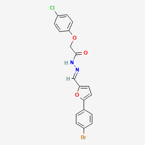 molecular formula C19H14BrClN2O3 B11693947 N'-[(E)-[5-(4-Bromophenyl)furan-2-YL]methylidene]-2-(4-chlorophenoxy)acetohydrazide 