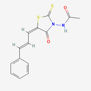 molecular formula C14H12N2O2S2 B11694201 N-{(5E)-4-oxo-5-[(2E)-3-phenylprop-2-en-1-ylidene]-2-thioxo-1,3-thiazolidin-3-yl}acetamide 