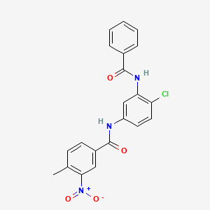 molecular formula C21H16ClN3O4 B11694344 N-(3-benzamido-4-chlorophenyl)-4-methyl-3-nitrobenzamide 