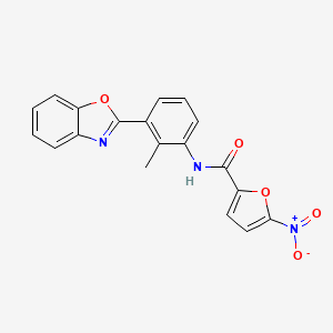 molecular formula C19H13N3O5 B11694414 N-[3-(1,3-benzoxazol-2-yl)-2-methylphenyl]-5-nitrofuran-2-carboxamide 