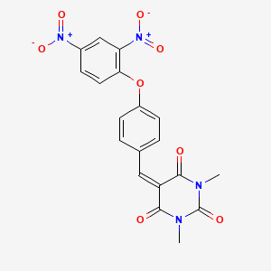 molecular formula C19H14N4O8 B11694432 5-[4-(2,4-dinitrophenoxy)benzylidene]-1,3-dimethylpyrimidine-2,4,6(1H,3H,5H)-trione 
