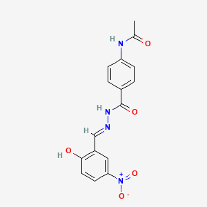 molecular formula C16H14N4O5 B11694650 N-(4-{[(2E)-2-(2-hydroxy-5-nitrobenzylidene)hydrazinyl]carbonyl}phenyl)acetamide 