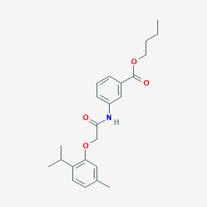 molecular formula C23H29NO4 B11694669 Butyl 3-({[5-methyl-2-(propan-2-yl)phenoxy]acetyl}amino)benzoate 