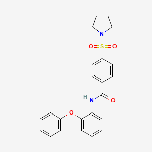 molecular formula C23H22N2O4S B11694884 N-(2-phenoxyphenyl)-4-(pyrrolidin-1-ylsulfonyl)benzamide 
