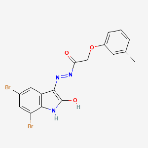 molecular formula C17H13Br2N3O3 B11694885 N'-[(3Z)-5,7-dibromo-2-oxo-1,2-dihydro-3H-indol-3-ylidene]-2-(3-methylphenoxy)acetohydrazide 