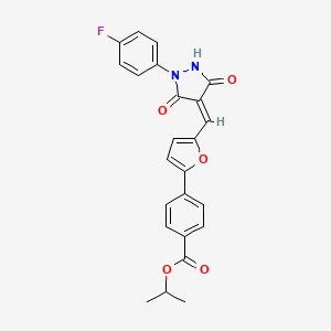 molecular formula C24H19FN2O5 B11694946 propan-2-yl 4-(5-{(Z)-[1-(4-fluorophenyl)-3,5-dioxopyrazolidin-4-ylidene]methyl}furan-2-yl)benzoate 