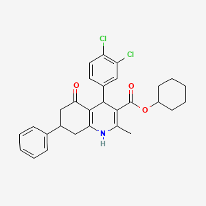 molecular formula C29H29Cl2NO3 B11695092 Cyclohexyl 4-(3,4-dichlorophenyl)-2-methyl-5-oxo-7-phenyl-1,4,5,6,7,8-hexahydroquinoline-3-carboxylate 