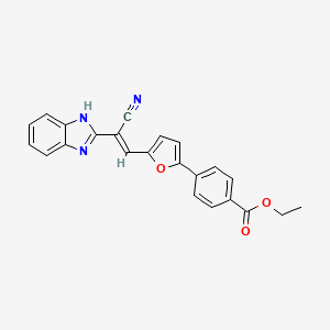 molecular formula C23H17N3O3 B11695096 ethyl 4-{5-[(E)-2-(1H-benzimidazol-2-yl)-2-cyanoethenyl]furan-2-yl}benzoate 