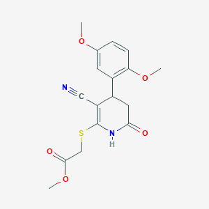 molecular formula C17H18N2O5S B11695107 Methyl {[3-cyano-4-(2,5-dimethoxyphenyl)-6-hydroxy-4,5-dihydropyridin-2-yl]sulfanyl}acetate 