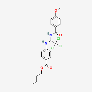 molecular formula C21H23Cl3N2O4 B11695283 Butyl 4-[(2,2,2-trichloro-1-{[(4-methoxyphenyl)carbonyl]amino}ethyl)amino]benzoate 