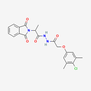 molecular formula C21H20ClN3O5 B11695385 N'-(2-(4-chloro-3,5-dimethylphenoxy)acetyl)-2-(1,3-dioxoisoindolin-2-yl)propanehydrazide 