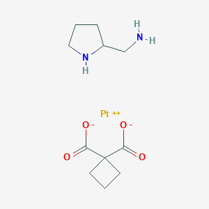 molecular formula C11H18N2O4Pt B116954 Cyclobutane-1,1-dicarboxylate;platinum(2+);pyrrolidin-2-ylmethanamine CAS No. 103775-75-3